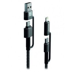 Swissten datový kabel ARAMID REINFORCED - 4in1 3A 1,5 M antracit
