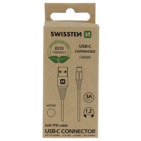 Swissten datový kabelusb/usb-c bílý 1,2m (eco balení)