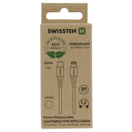 Swissten datový kabelusb-c/lightning bílý 1,2m (eco balení)
