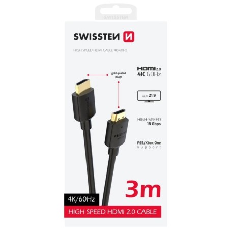 Swissten kabel hdmi na hdmi 4k 60hz 3,0 m pvc