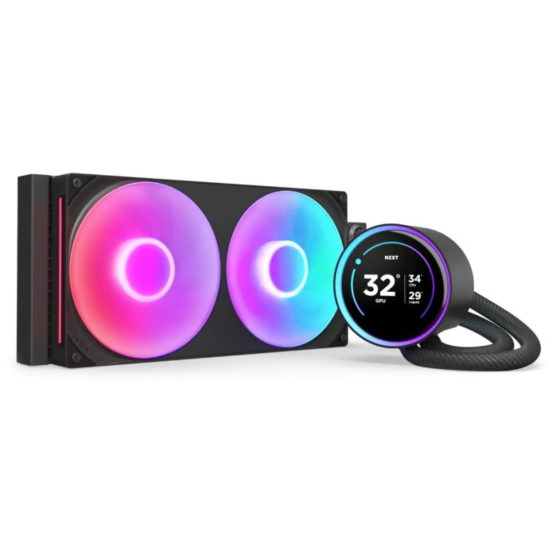 NZXT vodní chladič Kraken 280 ELITE RGB / 2x140mm RGB fan / 4-pin PWM / LCD disp. / 6 let