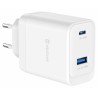 Swissten Síťový Adaptér Core GaN 1x USB-C 45W PD + 1x USB-A 18W QC Bílý