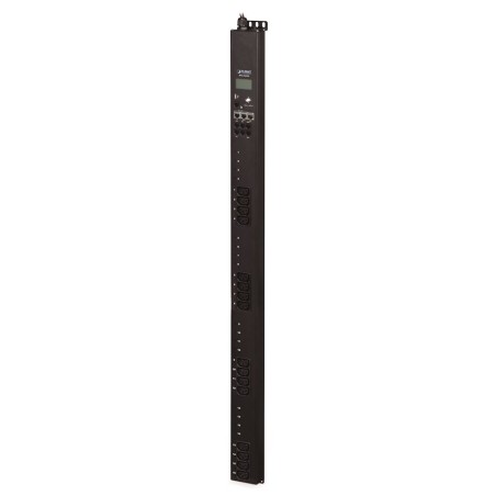Planet IPM-16230, IP vertikální ovládání 16x zásuvek 240V/10A, 0U Rack, LED+displej, 2 kaskádové porty, port pro senzor