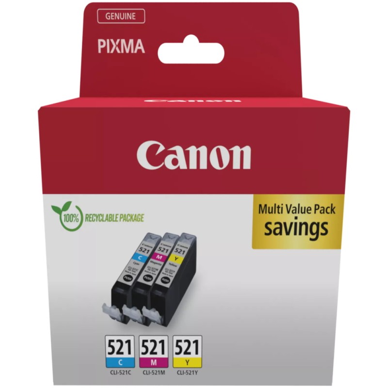 Canon inkoustová náplň CLI-521 C/M/Y MULTI BJ CARTRIDGE CLI-521 C/M/Y Pack