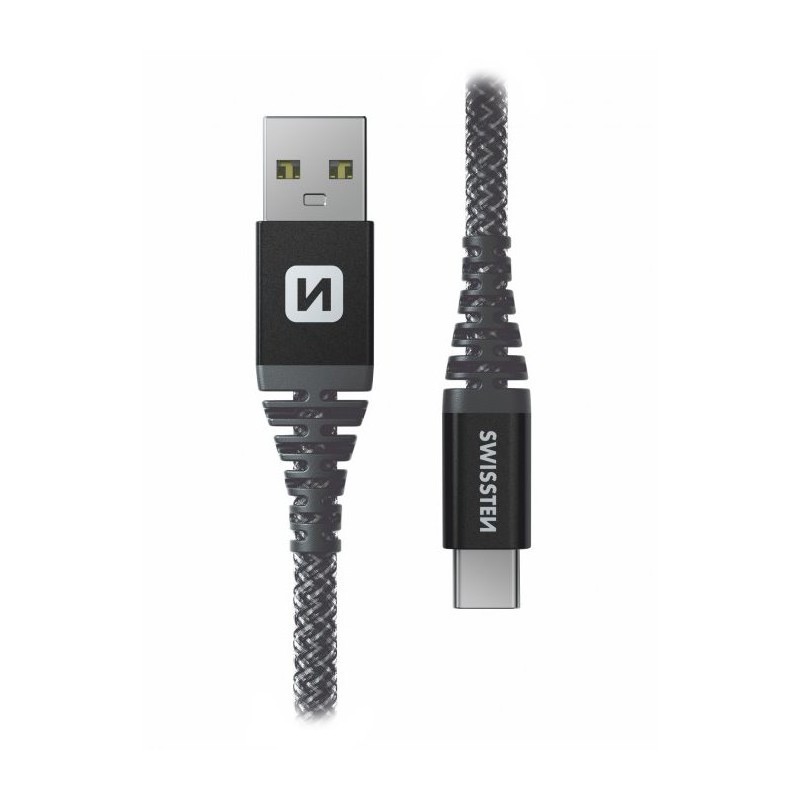 Swissten datový kabel ARAMID REINFORCED - USB / USB-C 1,5 M antracit