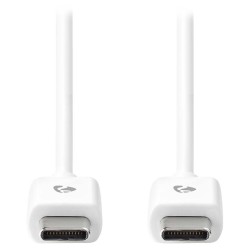 NEDIS kabel USB 2.0/ zástrčka USB-C - zástrčka USB-C/ 60 W/ 480 Mbps/ poniklovaný/ bílý/ bulk/ 1m