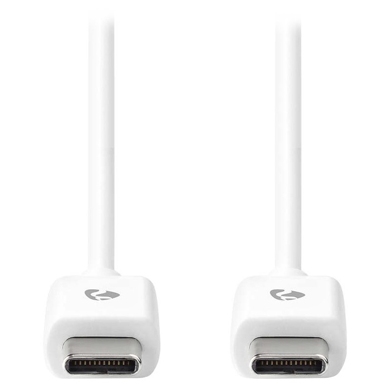 NEDIS kabel USB 2.0/ zástrčka USB-C - zástrčka USB-C/ 60 W/ 480 Mbps/ poniklovaný/ bílý/ bulk/ 1m