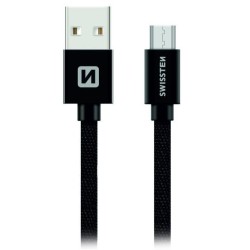 Swissten Datový Kabel Textile Usb / Micro Usb 1,2 M Černý
