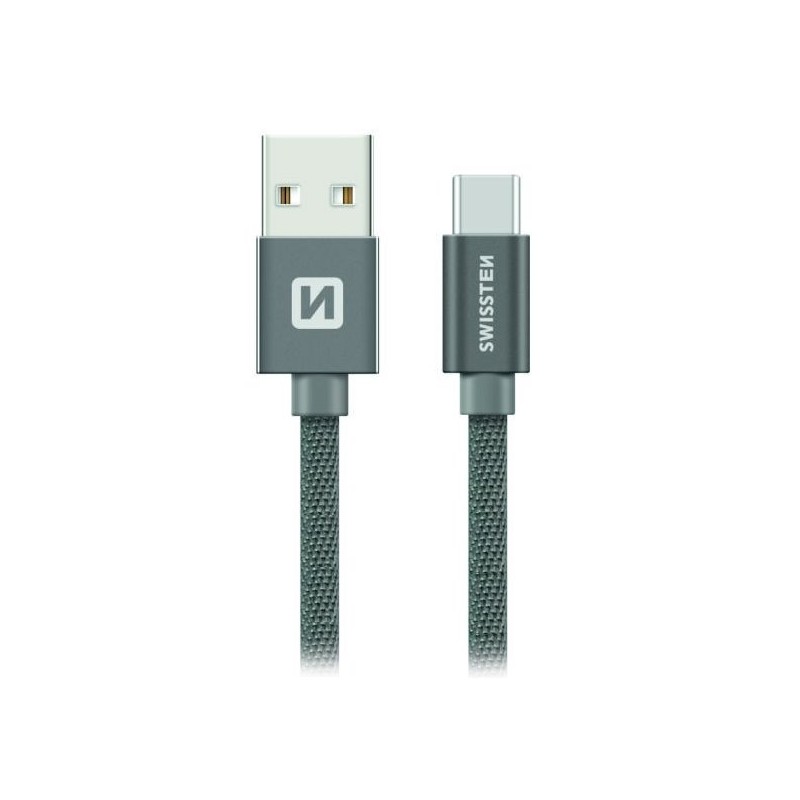 Swissten Datový Kabel Textile Usb / Usb-C 1,2 M Šedý