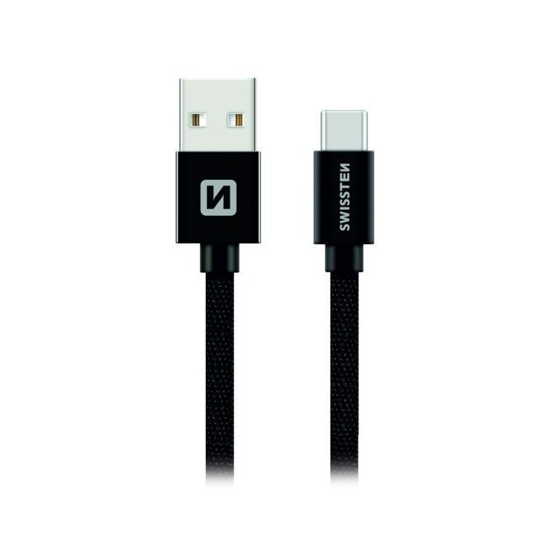 Swissten Datový Kabel Textile Usb / Usb-C 2,0 M Černý