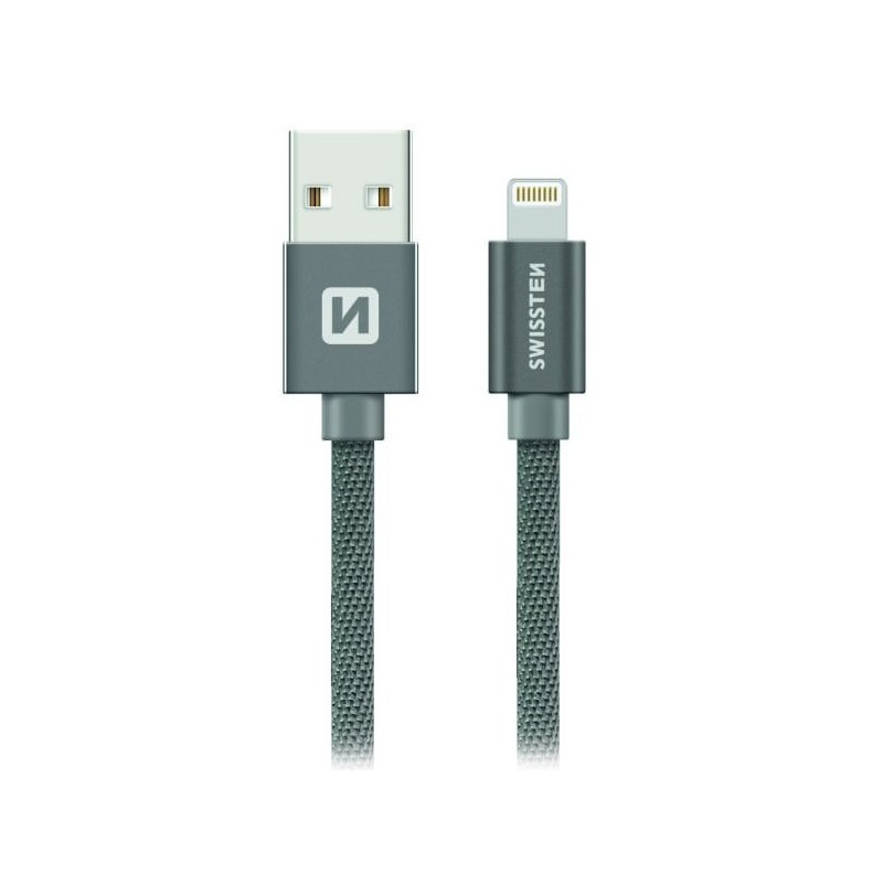 Swissten Datový Kabel Textile Usb / Lightning 2,0 M Šedý