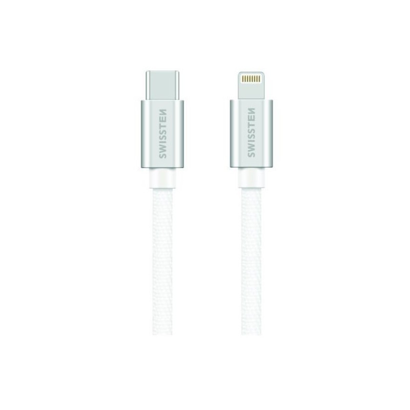 Swissten Datový Kabel Textile USB-C / Lightning 1,2 M Stříbrný