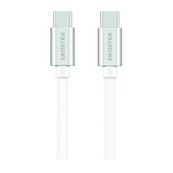 Swissten Datový Kabel Textile USB-C / USB-C 1,2 M Stříbrný